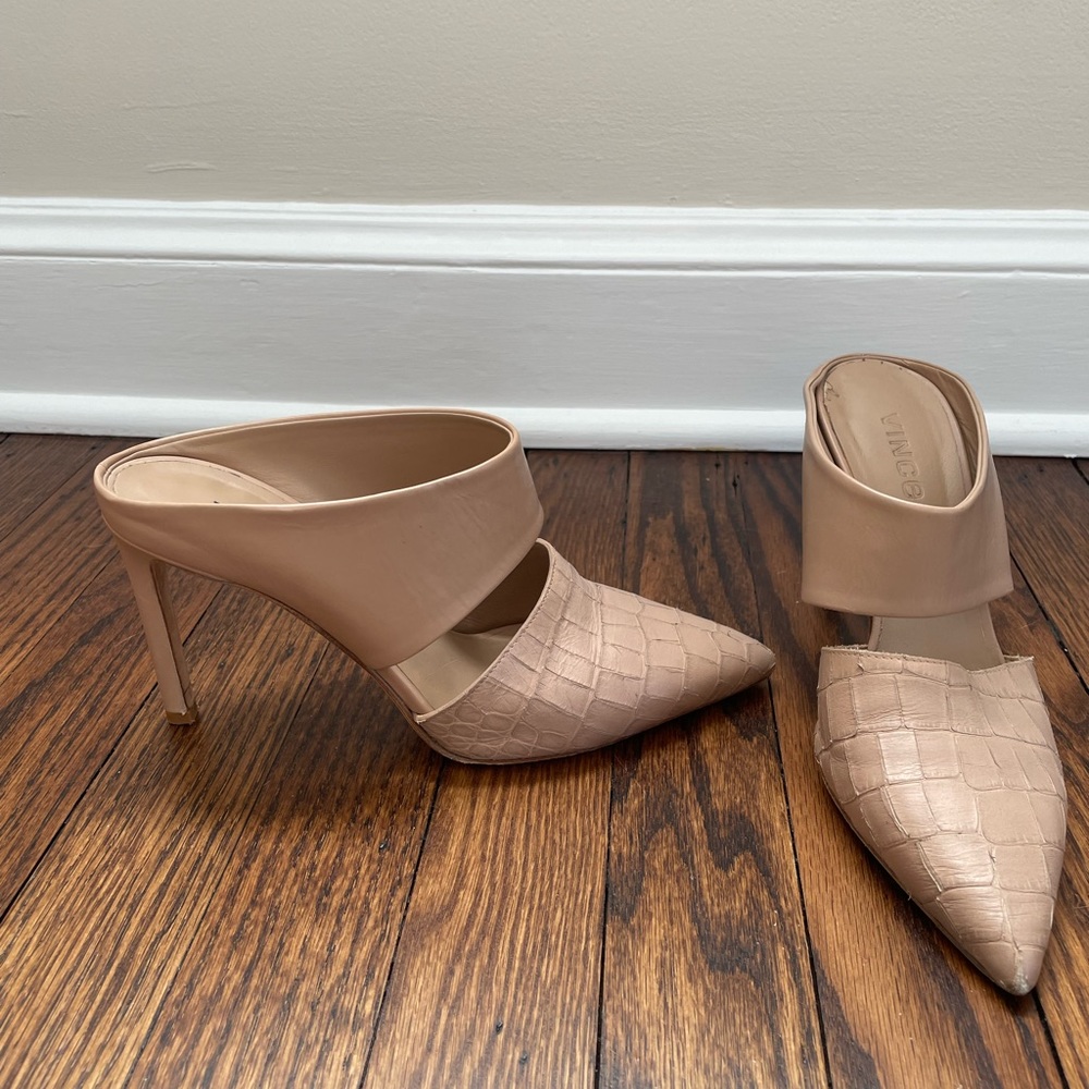 Vince mule pumps. Nude color with croc print. Size 6